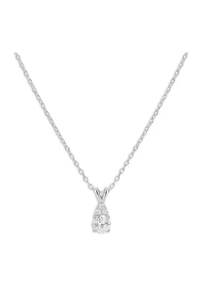 Sterling Silver Round Cubic Zirconia Pendant Necklace - 18"