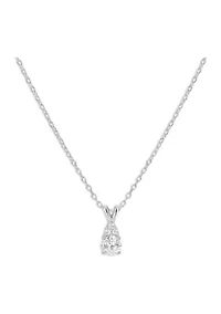Sterling Silver Round Cubic Zirconia Pendant Necklace - 18"