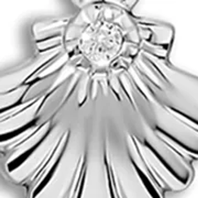 Sterling Silver Cubic Zirconia Seashell 18-inch Pendant Necklace