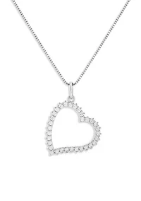 Sterling Silver CZ Heart Pendant Necklace
