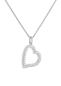 Sterling Silver CZ Heart Pendant Necklace