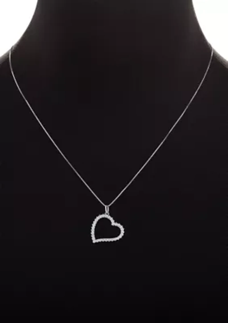 Sterling Silver CZ Heart Pendant Necklace
