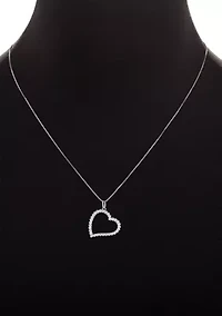 Sterling Silver CZ Heart Pendant Necklace