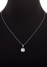 Sterling Silver Pavé Cubic Zirconia Square Pendant Necklace