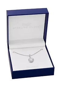 Sterling Silver Pavé Cubic Zirconia Square Pendant Necklace