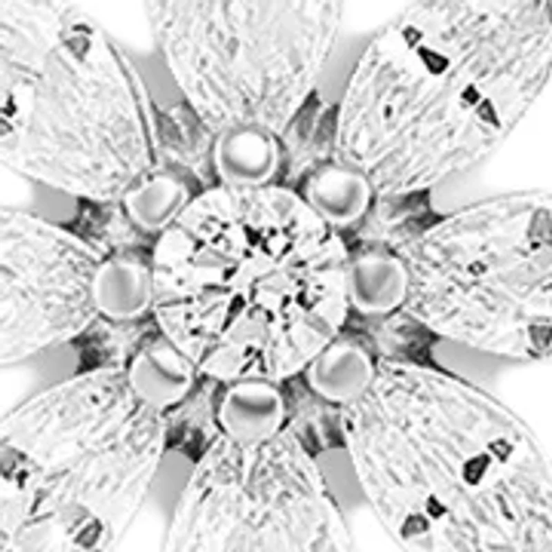 Sterling Silver Round Marquise Cubic Zirconia Flower Pendant Necklace