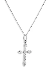 Sterling Silver Cubic Zirconia Cross Pendant Necklace