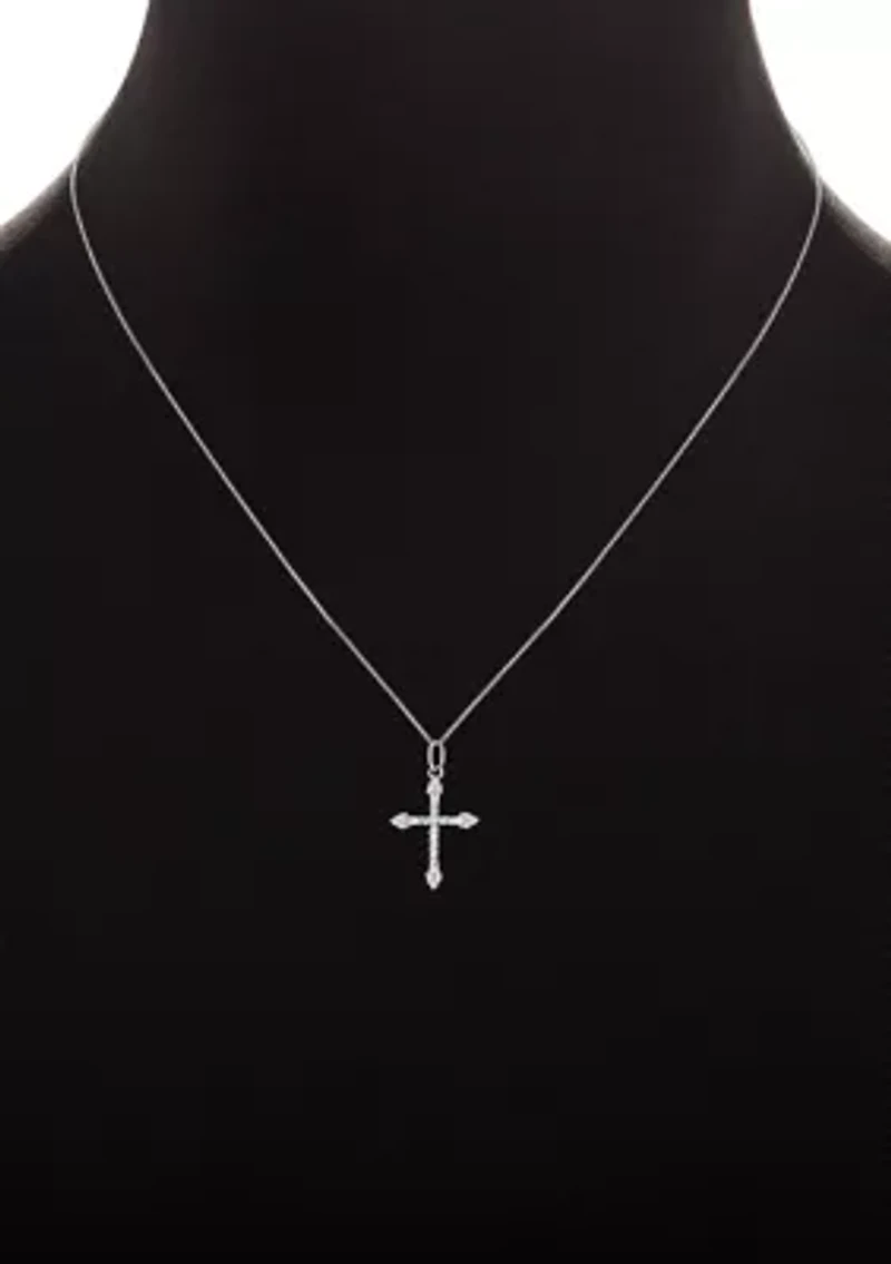 Sterling Silver Cubic Zirconia Cross Pendant Necklace