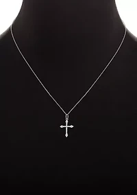 Sterling Silver Cubic Zirconia Cross Pendant Necklace