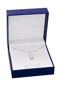 Sterling Silver Cubic Zirconia Emerald Shape Pendant Necklace