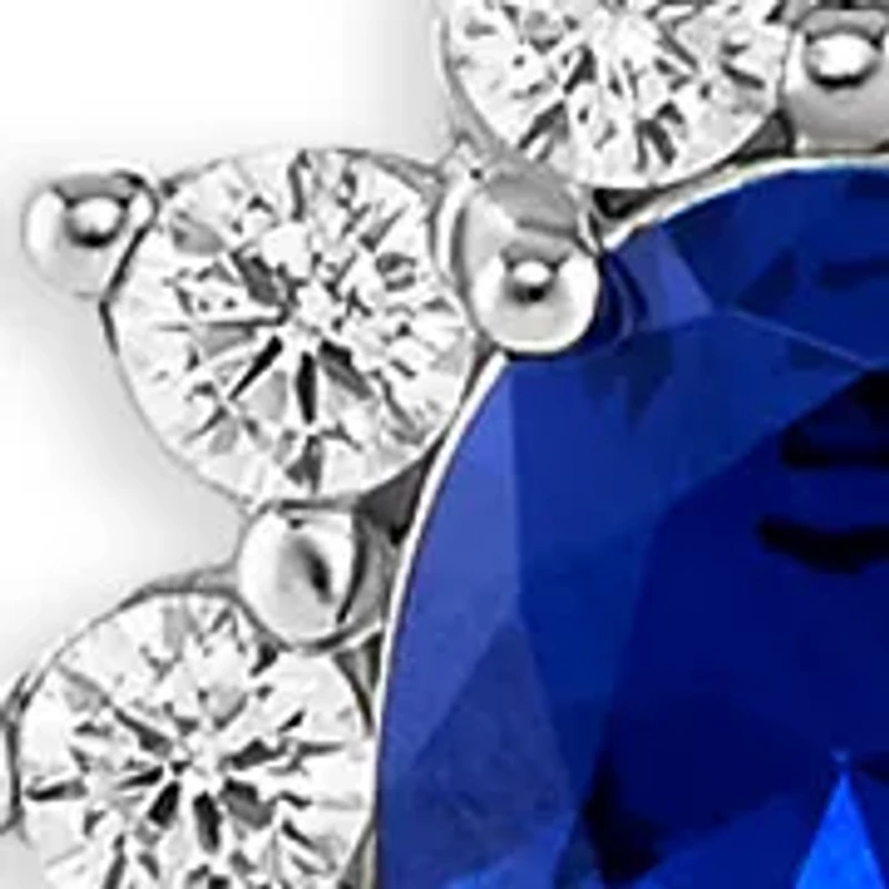 Sterling Silver Cubic Zirconia Blue Nano Oval Flower Pendant Necklace