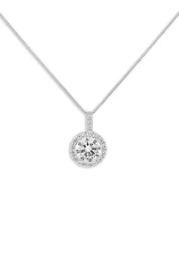Sterling Cubic Zirconia Round Pendant Necklace