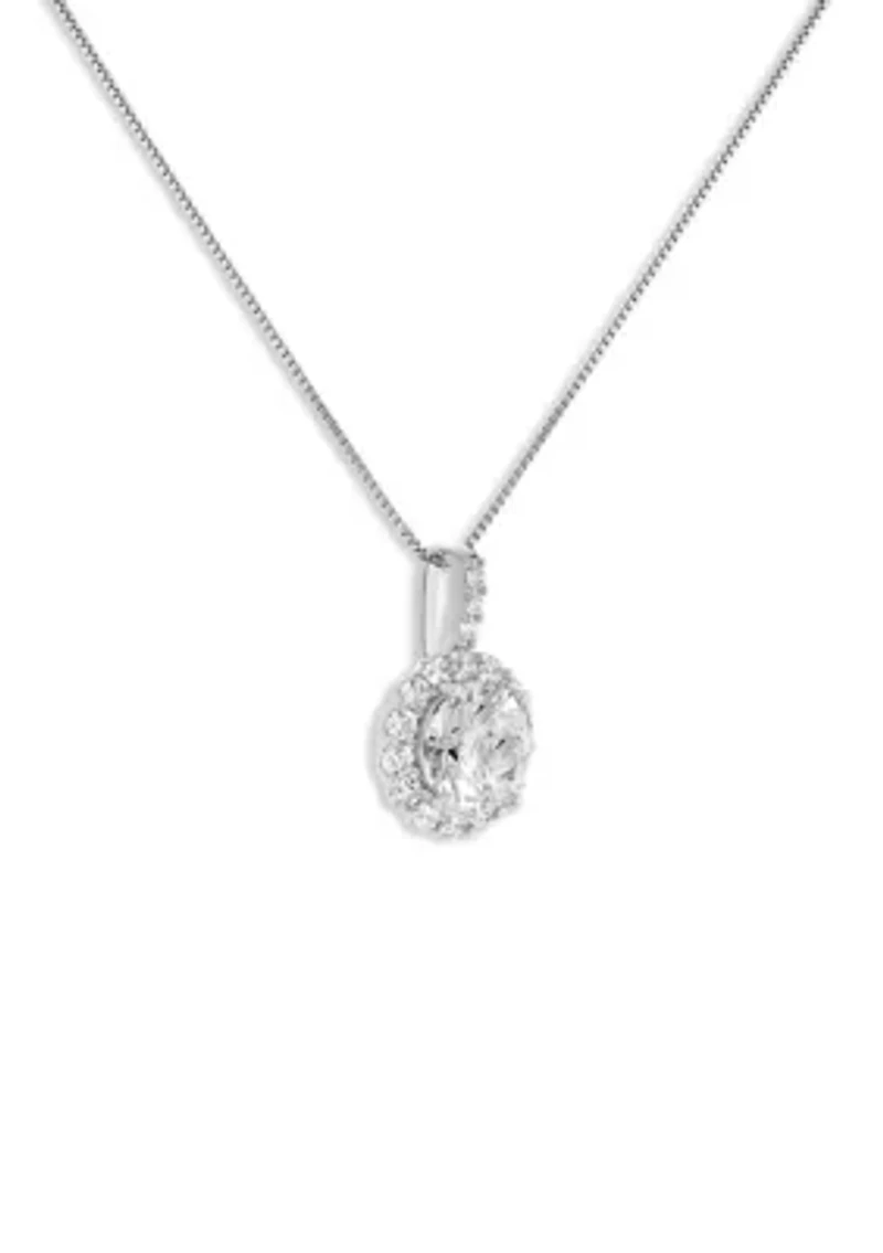 Sterling Cubic Zirconia Round Pendant Necklace