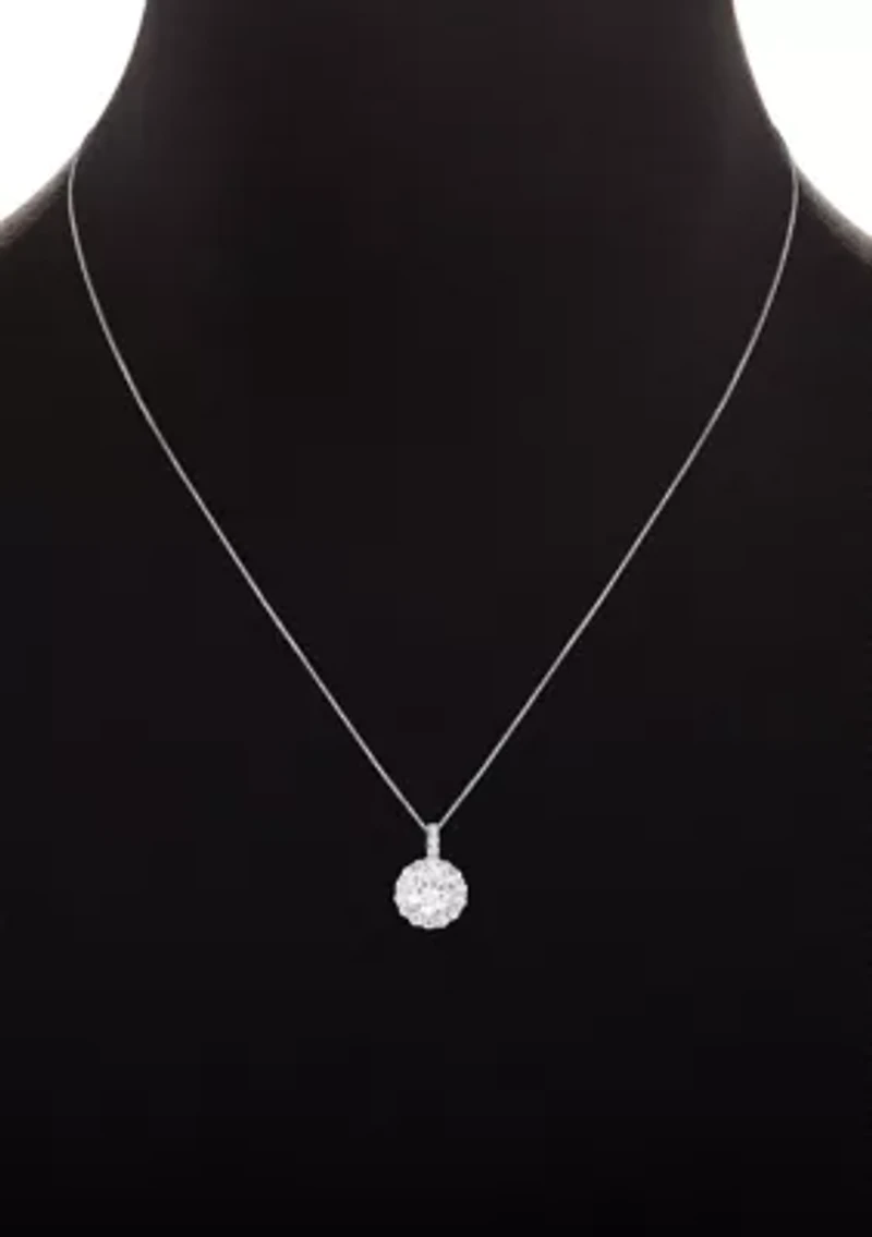 Sterling Cubic Zirconia Round Pendant Necklace