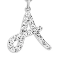 Sterling Silver Pavé Cubic Zirconia Initial Pendant Necklace