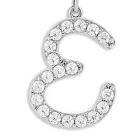 Sterling Silver Pavé Cubic Zirconia Initial Pendant Necklace