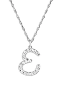 Sterling Silver Pavé Cubic Zirconia Initial Pendant Necklace