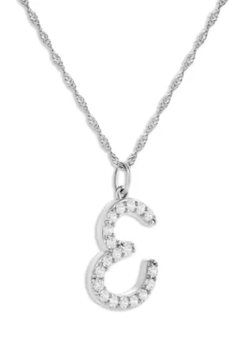Sterling Silver Pavé Cubic Zirconia Initial Pendant Necklace