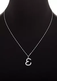 Sterling Silver Pavé Cubic Zirconia Initial Pendant Necklace
