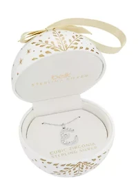 Sterling Silver Pavé Cubic Zirconia Initial Pendant Necklace