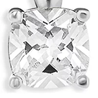 Sterling Silver 6 Millimeter Cushion Cubic Zirconia Pendant Necklace