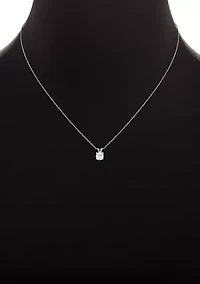 Sterling Silver 6 Millimeter Cushion Cubic Zirconia Pendant Necklace