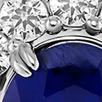 Sterling Silver Oval Center Cubic Zirconia Flower Pendant Necklace