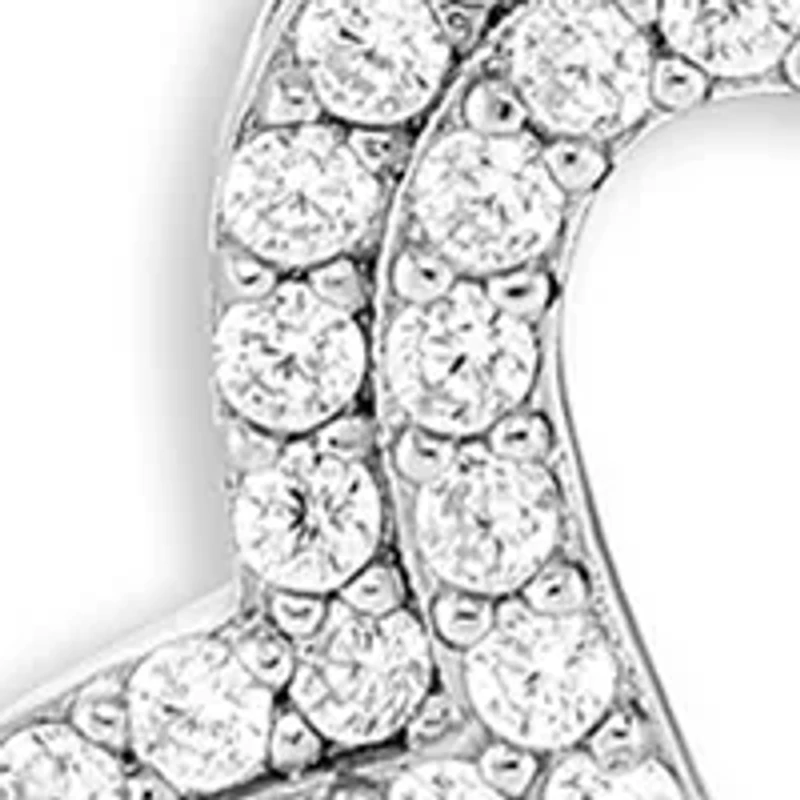 Sterling Silver Pavé Cubic Zirconia Open Heart Pendant Necklace