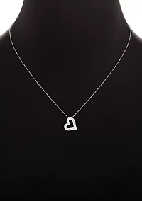 Sterling Silver Pavé Cubic Zirconia Open Heart Pendant Necklace