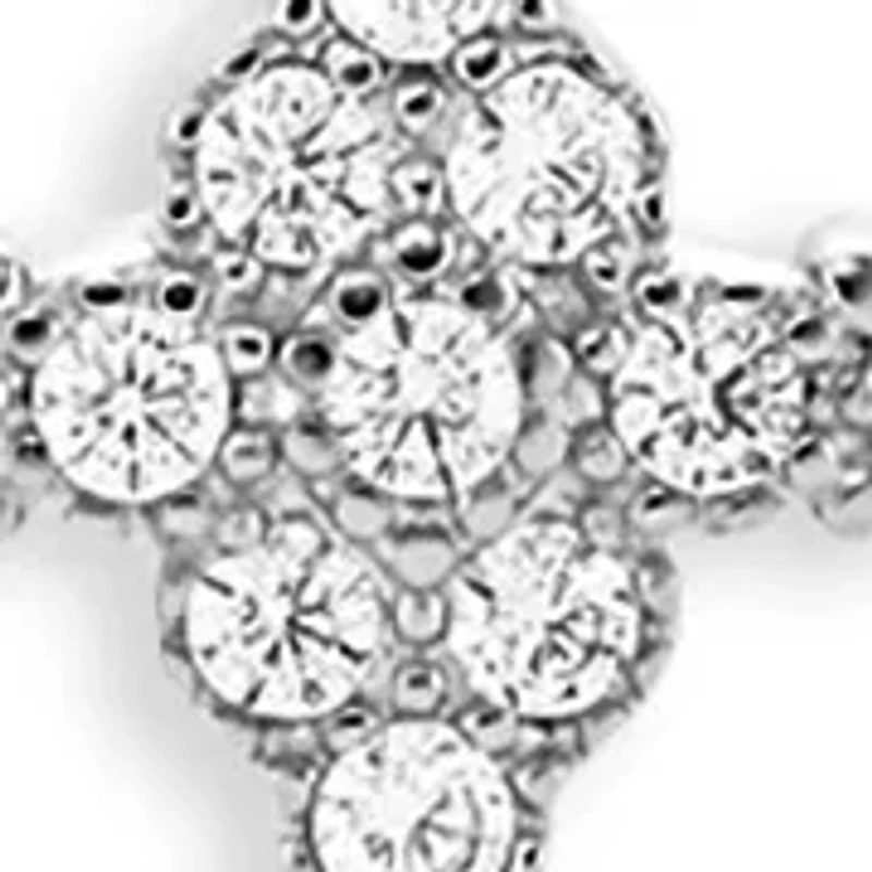 Sterling Silver Baguette Pave CZ Cross Pendant Necklace