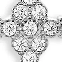 Sterling Silver Baguette Pave CZ Cross Pendant Necklace