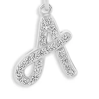 Sterling Silver Pave CZ Initial Pendant Necklace