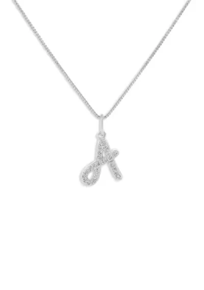 Sterling Silver Pave CZ Initial Pendant Necklace