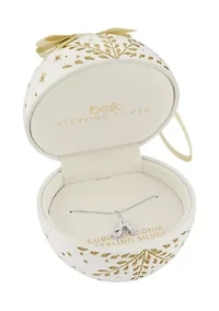 Sterling Silver Pave CZ Initial Pendant Necklace