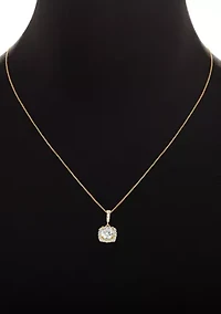 Sterling Silver Pavé Cubic Zirconia Square Pendant Necklace