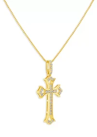 Sterling Silver Pavé Cubic Zirconia Cross Pendant Necklace