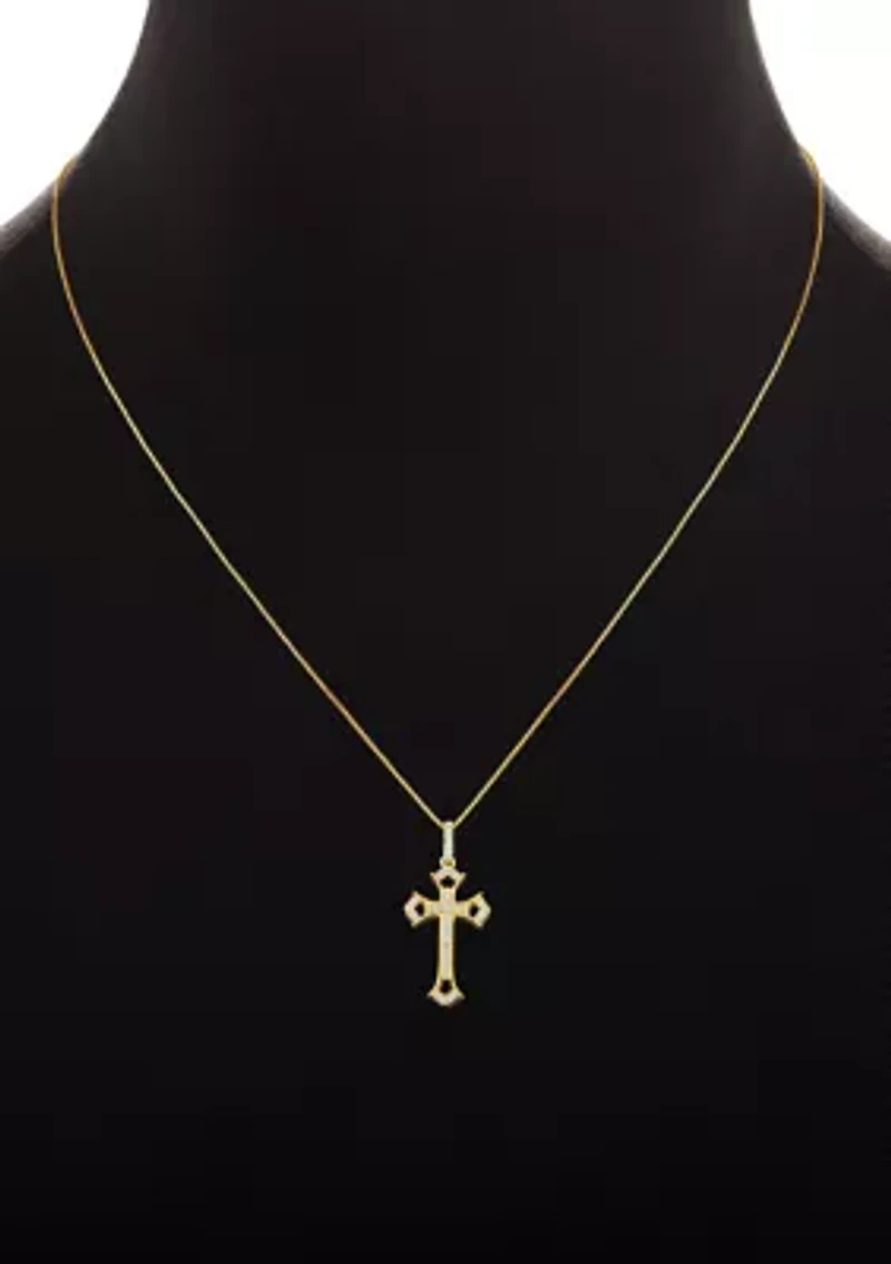 Sterling Silver Pavé Cubic Zirconia Cross Pendant Necklace