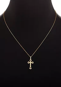 Sterling Silver Pavé Cubic Zirconia Cross Pendant Necklace