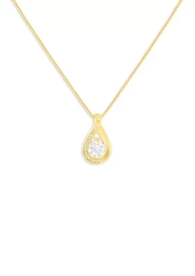 Sterling Silver Pave Round CZ Infinity Pendant Necklace