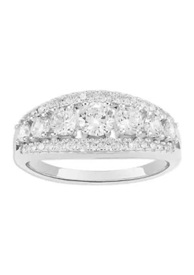 Sterling Silver Graduated Round Cubic Zirconia Ring