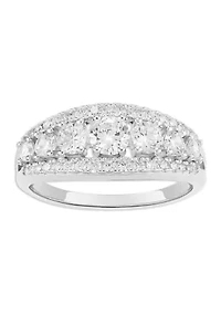 Sterling Silver Graduated Round Cubic Zirconia Ring