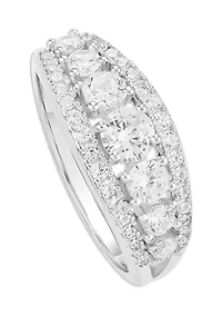 Sterling Silver Graduated Round Cubic Zirconia Ring