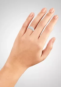 Sterling Silver Graduated Round Cubic Zirconia Ring