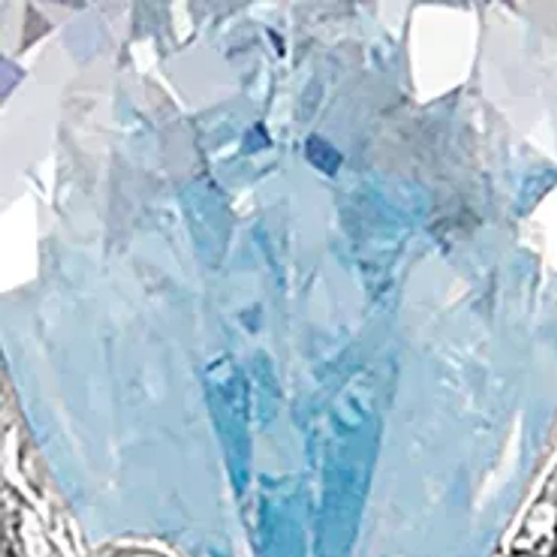 Sterling Silver Cubic Zirconia Aqua Pear Butterfly Ring