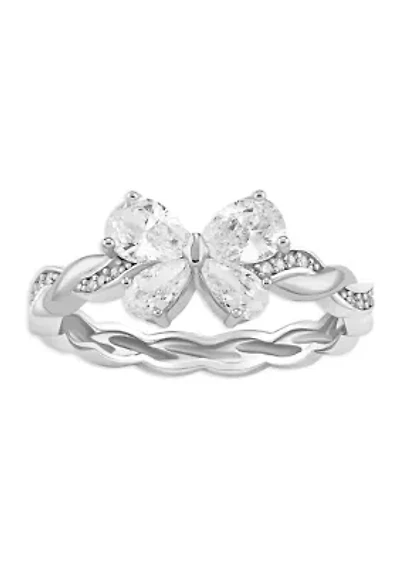 Sterling Silver Cubic Zirconia Butterly Twisted Band Ring