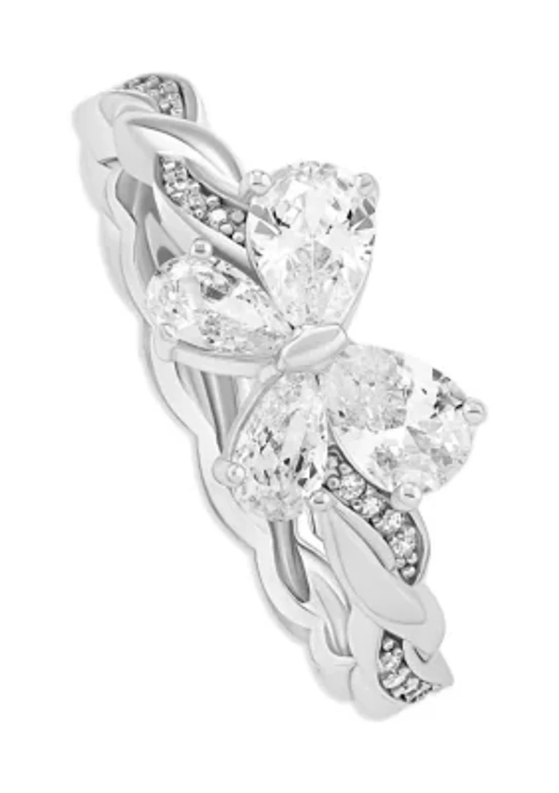 Sterling Silver Cubic Zirconia Butterly Twisted Band Ring