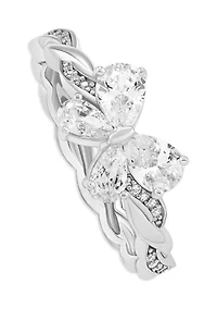 Sterling Silver Cubic Zirconia Butterly Twisted Band Ring