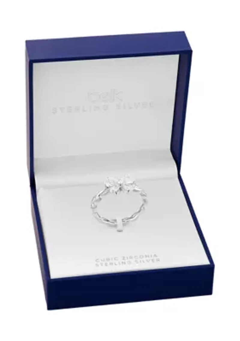 Sterling Silver Cubic Zirconia Butterly Twisted Band Ring