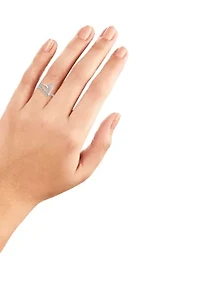 Sterling Silver Polished Cubic Zirconia Twist Heart Ring