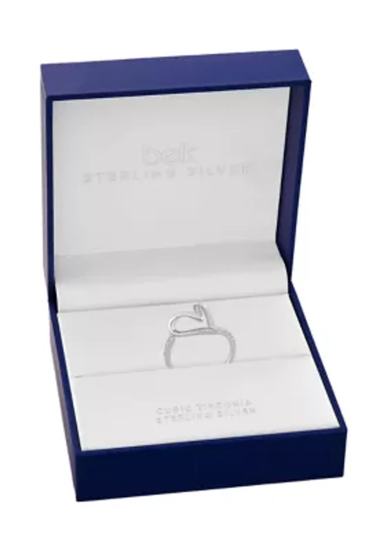 Sterling Silver Polished Cubic Zirconia Twist Heart Ring
